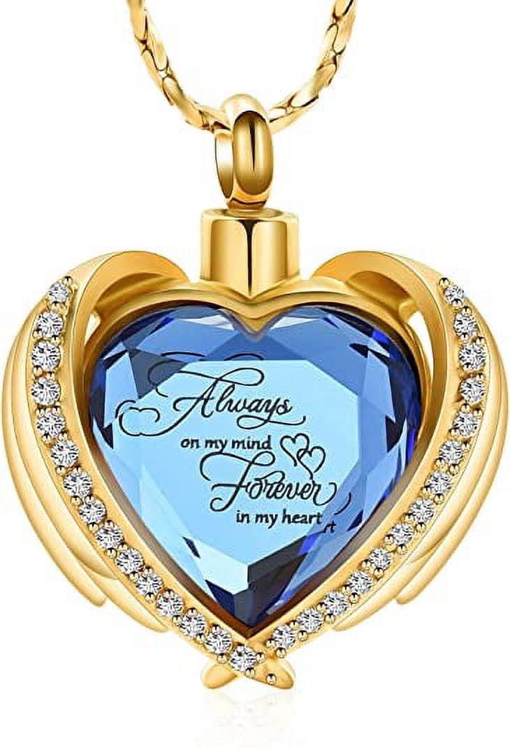 Cremation Jewelry Angel Wing Heart Urn Pendant Necklaces for Women