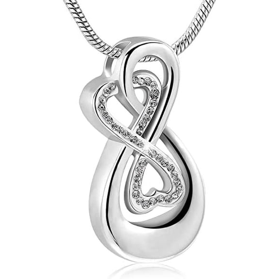 Cremation Jewelry for Ash - Infinity Love Urn Pendant Locket Urn Necklace Memorial Pendant Bereavement Keepsake Gift for Woman w/Filling Tools Include