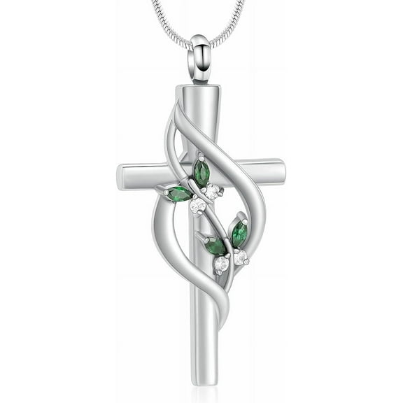 Cremation Jewelry for Ashes - Cross Urn Necklace for Women Men Double Cross Religious Memorial Urn Locket for Loved One Ashes Funeral Keepsake Pendant