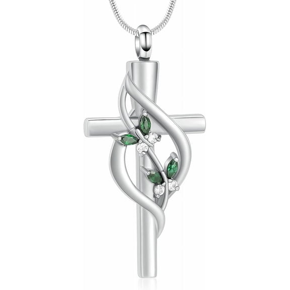 Cremation Jewelry for Ashes - Cross Urn Necklace for Women Men Double Cross Religious Memorial Urn Locket for Loved One Ashes Funeral Keepsake Pendant
