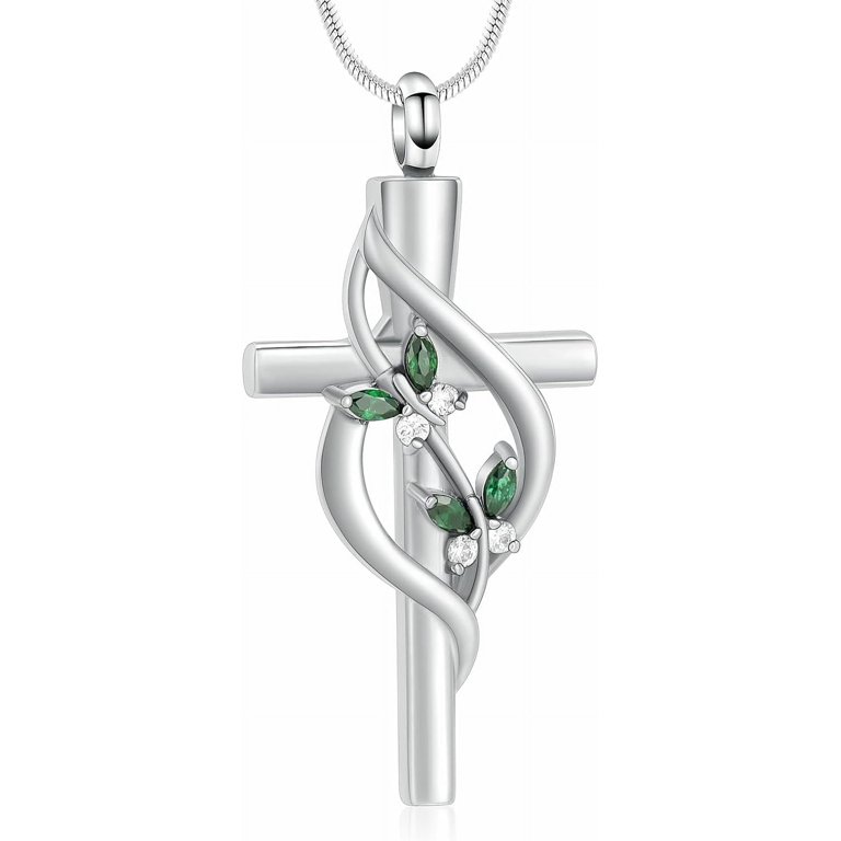 Cremation Jewelry for Ashes Cross Urn Necklace for Women Men