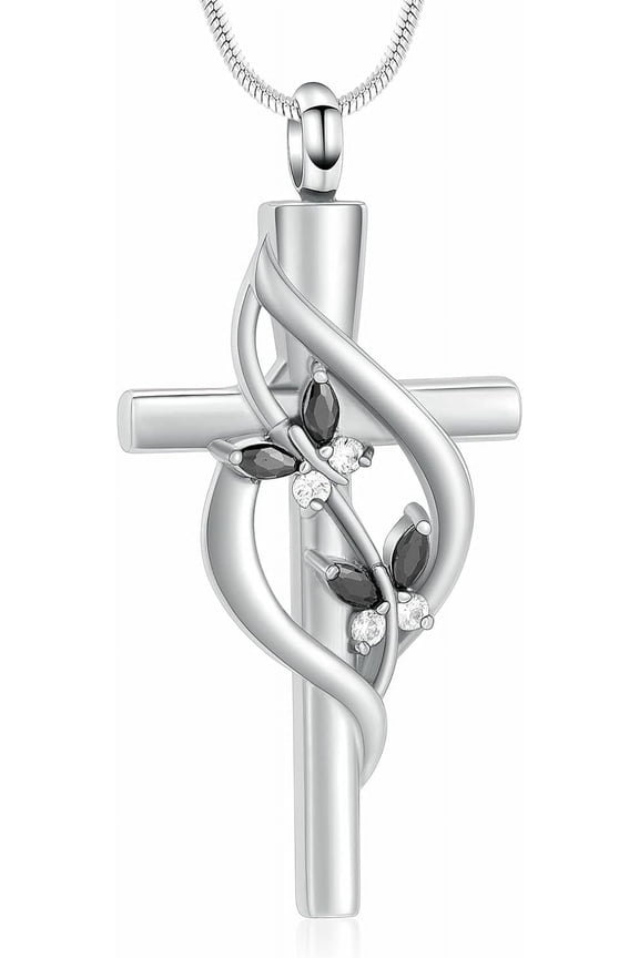 Cremation Jewelry for Ashes - Cross Urn Necklace for Women Men Double Cross Religious Memorial Urn Locket for Loved One Ashes Funeral Keepsake Pendant