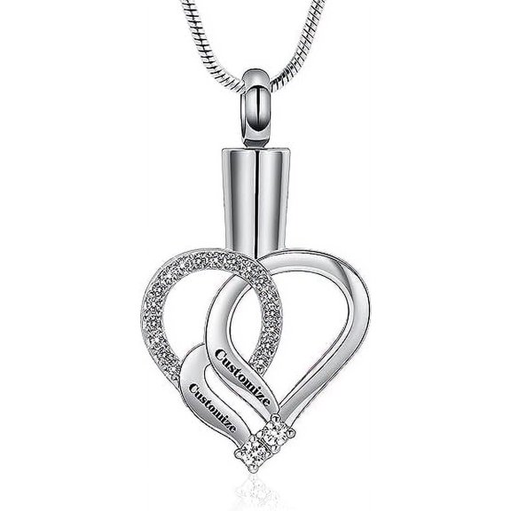 Cremation Jewelry for Ashes Pendant - Heart Women Necklace Birthstone Necklesses for Women Personalized Necklaces for Women Engraved Names Jewelry Gift