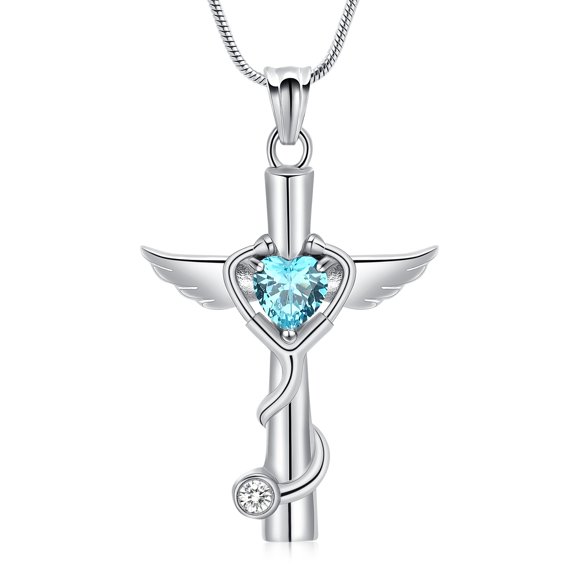 Cremation Jewelry for Ashes - Stethoscope Cross Urn Necklace for Ashes Medicine Urn Pendant Jewelry Nurse Doctor Graduation Ashes Gift Memorial Jewelry