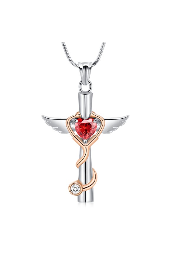 Cremation Jewelry for Ashes - Stethoscope Cross Urn Necklace for Ashes Medicine Urn Pendant Jewelry Nurse Doctor Graduation Ashes Gift Memorial Jewelry