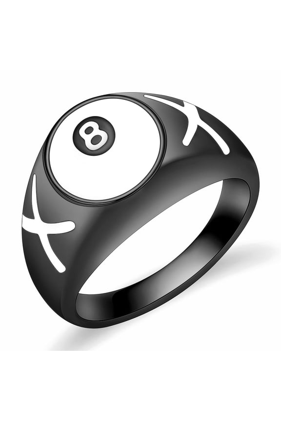 Cremation Jewelry Billiard Black NO.8 Ball Cremation Urn Ring for Ashes for Women Men Waterproof Locket Rings Memorial Jewelry(with Gift Box)