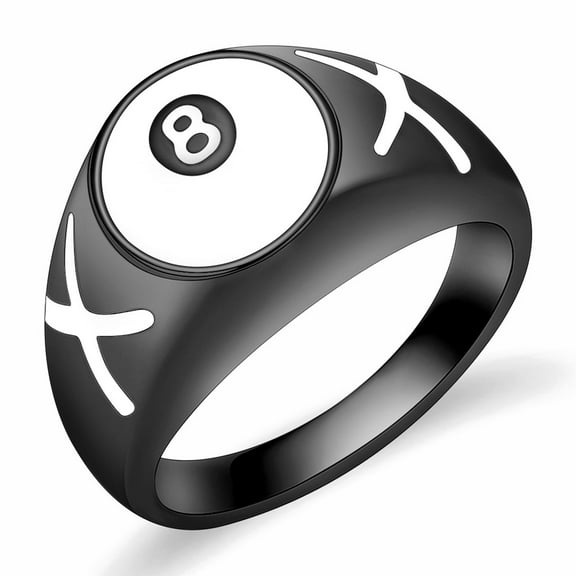 Cremation Jewelry Billiard Black NO.8 Ball Cremation Urn Ring for Ashes for Women Men Waterproof Locket Rings Memorial Jewelry(with Gift Box)