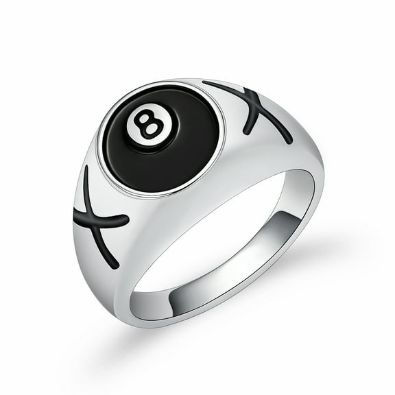 Cremation Jewelry Billiard Black NO.8 Ball Cremation Urn Ring for Ashes for Women Men Waterproof Locket Rings Memorial Jewelry(with Gift Box)