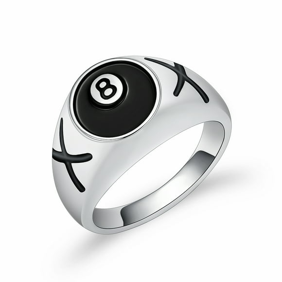Cremation Jewelry Billiard Black NO.8 Ball Cremation Urn Ring for Ashes for Women Men Waterproof Locket Rings Memorial Jewelry(with Gift Box)
