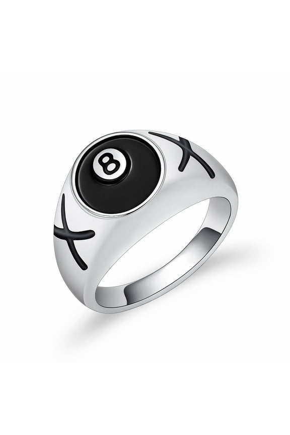 Cremation Jewelry Billiard Black NO.8 Ball Cremation Urn Ring for Ashes for Women Men Waterproof Locket Rings Memorial Jewelry(with Gift Box)