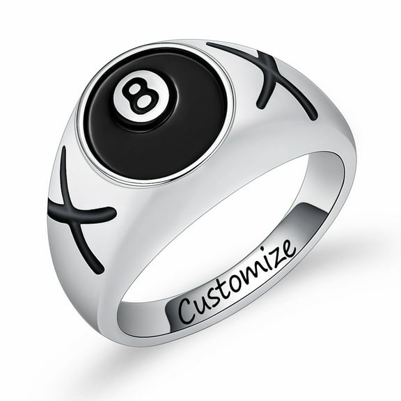 Cremation Jewelry Billiard Black NO.8 Ball Cremation Urn Ring for Ashes for Women Men Waterproof Locket Rings Memorial Jewelry(with Gift Box)