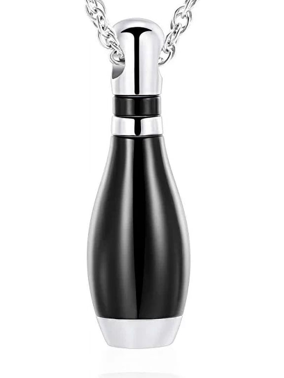 Cremation Jewelry Bowling Pin Urn Necklaces for Human Ashes,Cremation Urn Locket Pendant Ashes Keepsake Memorial Necklace Holder for Family/dad/mom/sister/grandparents