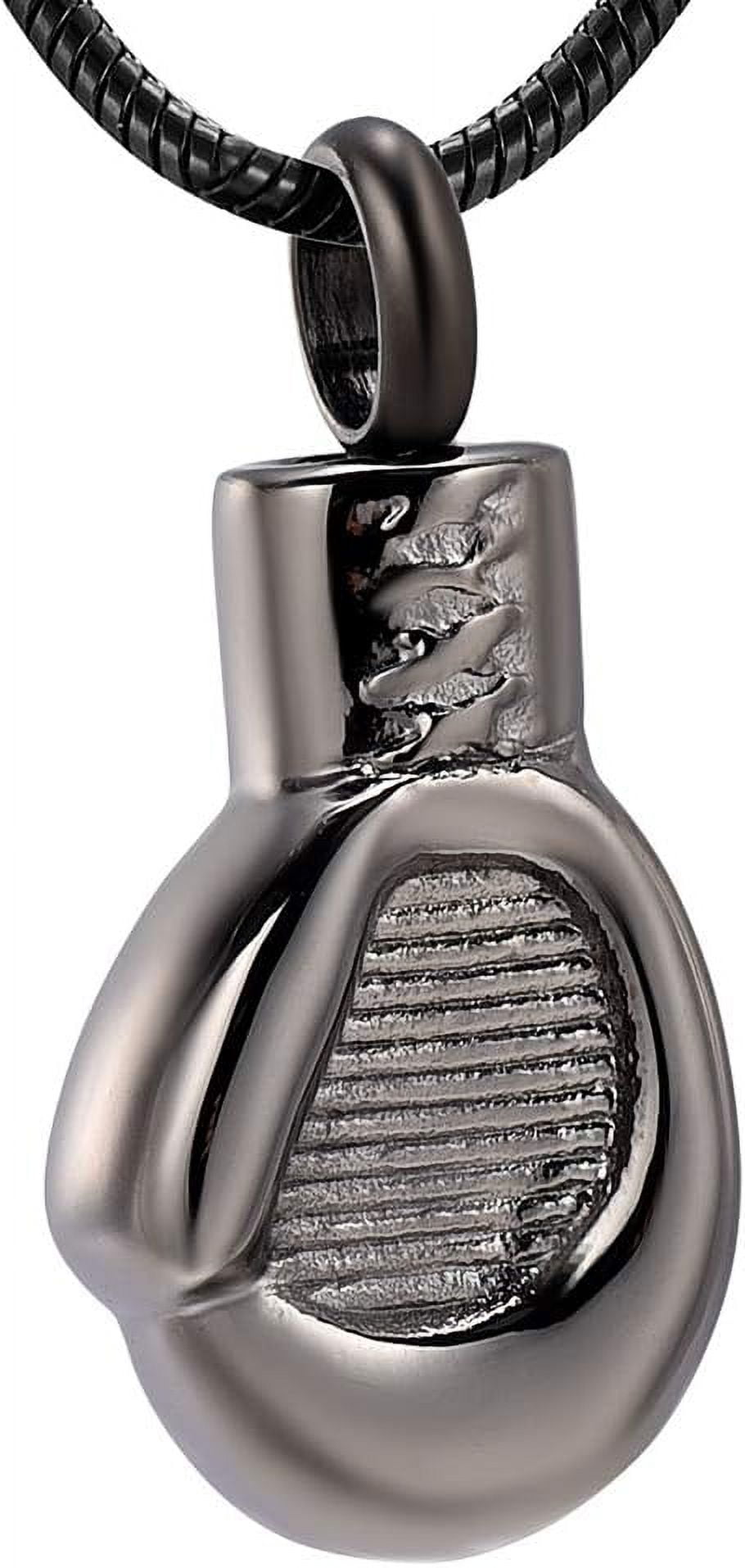 Boxing Glove Cremation Urn Necklace – Stainless Steel Memorial Jewelry For Ashes Keepsake, 20 Inch Chain