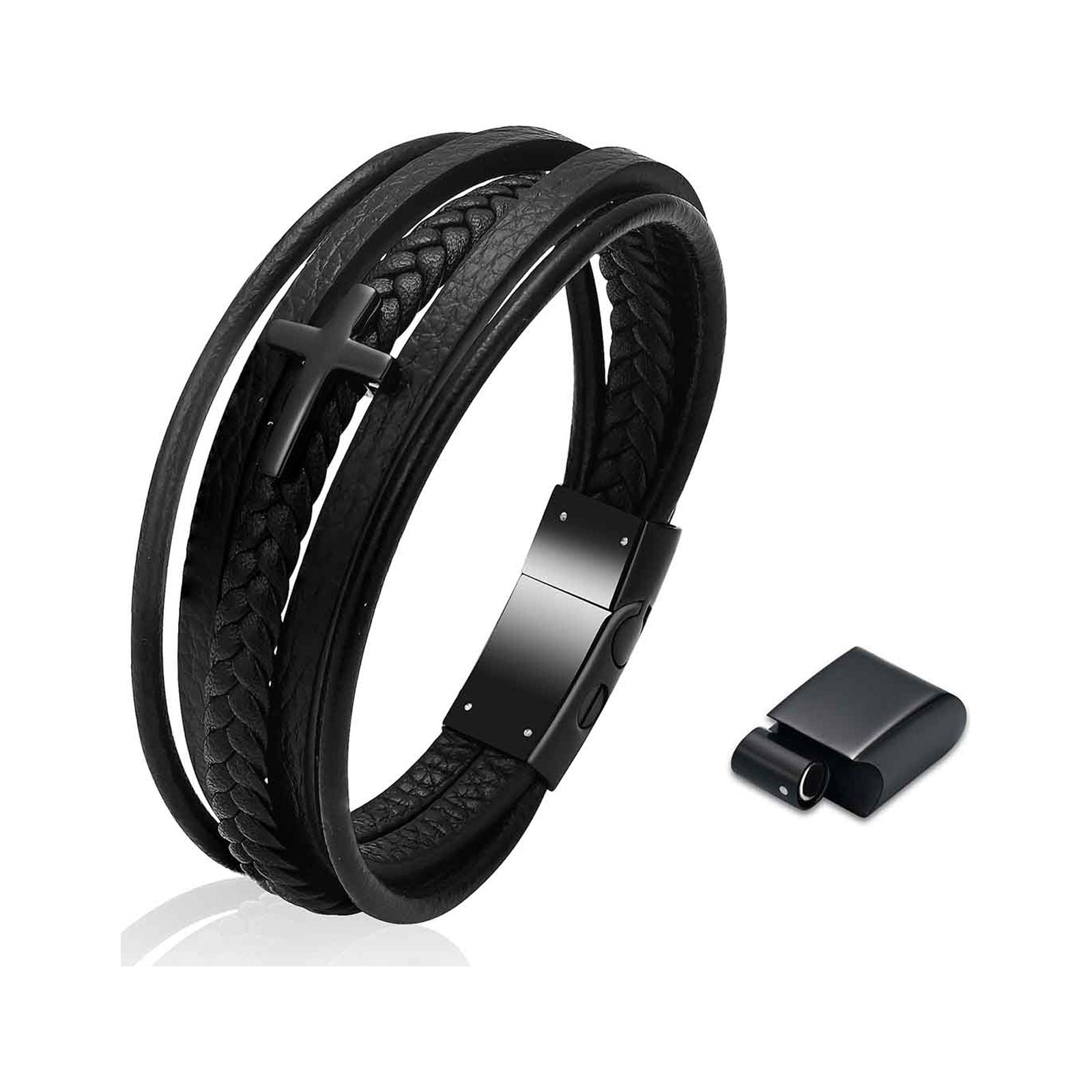 Minicremation Memorial Bracelet – Adjustable Leather & Steel Urn Cuff For Ashes, Keepsake Gift For Men & Women - View #5