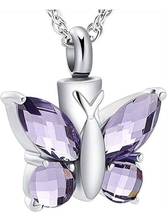 Cremation Jewelry Butterfly Urn Necklace for Ashes for Women Men Keepsake Memorial Human Pet Ashes Locket Pendant