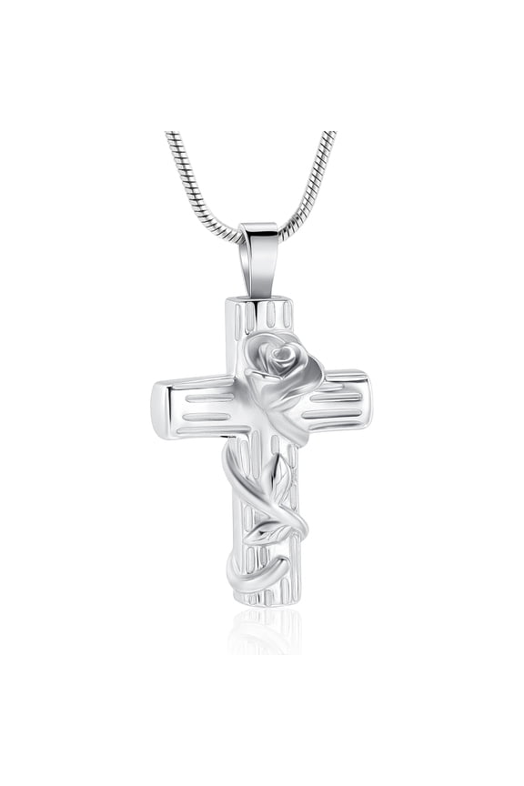 Cremation Jewelry Cross Urn Necklaces for Ashes for Women for Men, Retro Cross Memorial Urn Pendant with Heart Shape Turquoise