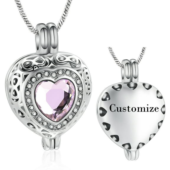 Cremation Jewelry Crystal Heart Urn Pendant Necklaces for Women Crystal Birthstone Urns for Human Ashes Memorial Locket