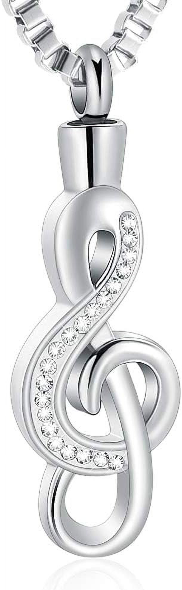 Cremation Jewelry Crystal Music Note Urn Necklace For Ashes Stainless Steel Necklace Urn Cremation Memorial Ashes Holder Keepsake Pendant Locket[Z4800]