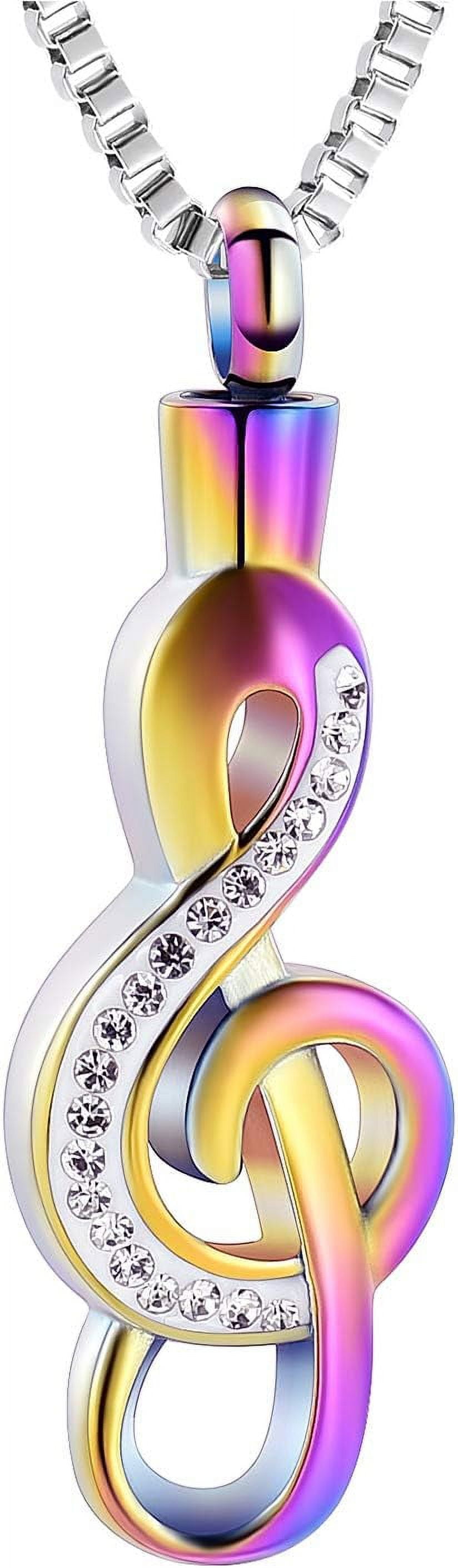 Cremation Jewelry Crystal Music Note Urn Necklace For Ashes Stainless Steel Necklace Urn Cremation Memorial Ashes Holder Keepsake Pendant Locket[Z4802]