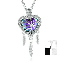 Cremation Jewelry Dream Catcher Urn Necklaces for Ashes Flower Feather Keepsake Memorial Hollow Pendant for Women Men