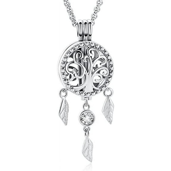 Cremation Jewelry Dream Catcher Urn Pendant Necklaces for Ashes with Hollow Keepsake Tree of Life Memorial Locket Jewelry for Ashes of Loved One