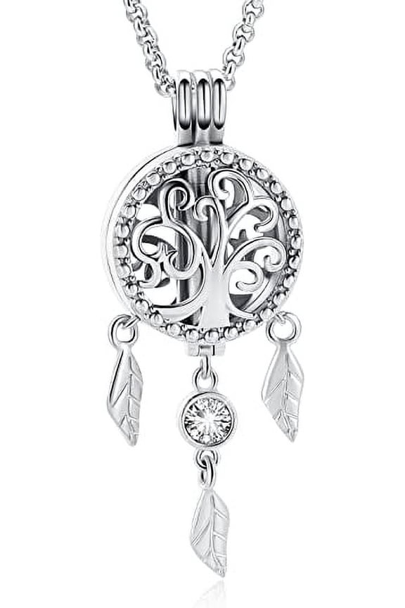 Cremation Jewelry Dream Catcher Urn Pendant Necklaces for Ashes with Hollow Keepsake Tree of Life Memorial Locket Jewelry for Ashes of Loved One
