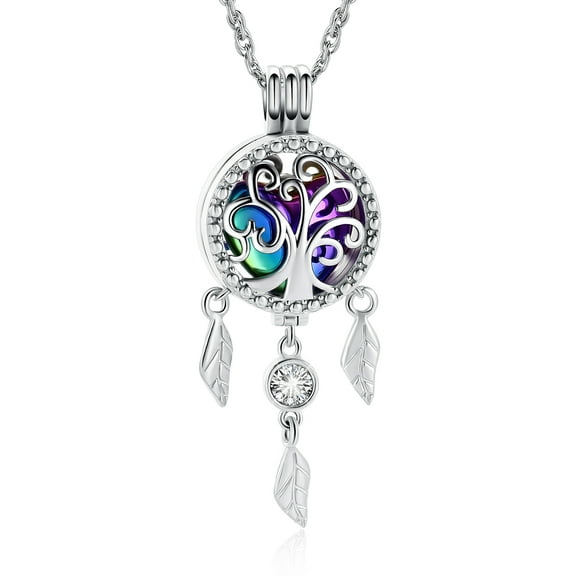 Cremation Jewelry Dream Catcher Urn Pendant Necklaces for Ashes with Hollow Keepsake Tree of Life Memorial Locket Jewelry for Ashes of Loved One