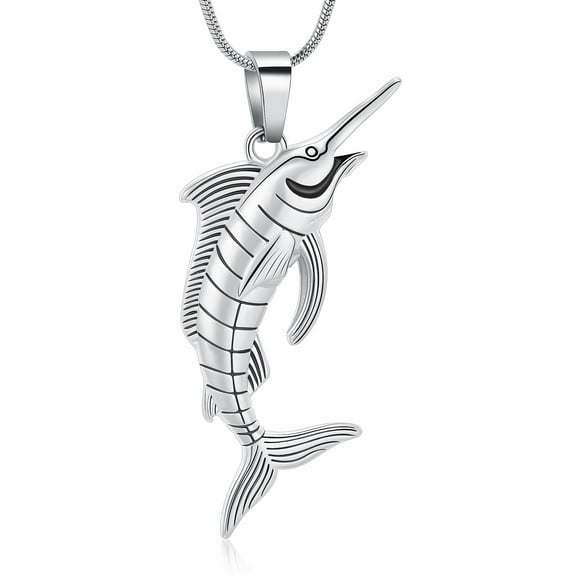 Cremation Jewelry Fish Urn Necklace for Ashes for Men Women Stainless Steel Fishing Locket Memorial Keepsake Pendant for Holder Loved One Ash