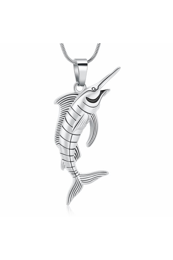 Cremation Jewelry Fish Urn Necklace for Ashes for Men Women Stainless Steel Fishing Locket Memorial Keepsake Pendant for Holder Loved One Ash