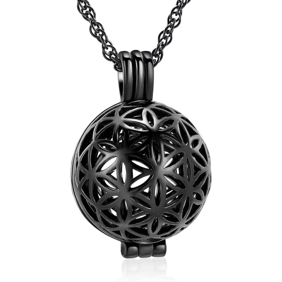Cremation Jewelry Flower of Life Urn Necklaces for Ashes for Women Men Mini Keepsake Memorial Hollow Pendant