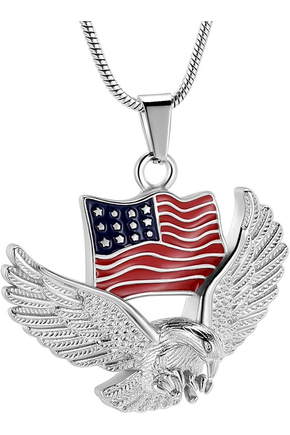 Cremation Jewelry For Ashes For Men The Stars and the Stripes With Eagle Memorial Urn Necklace Keepsake Pendant Flag Eagle Cremation Jewelry