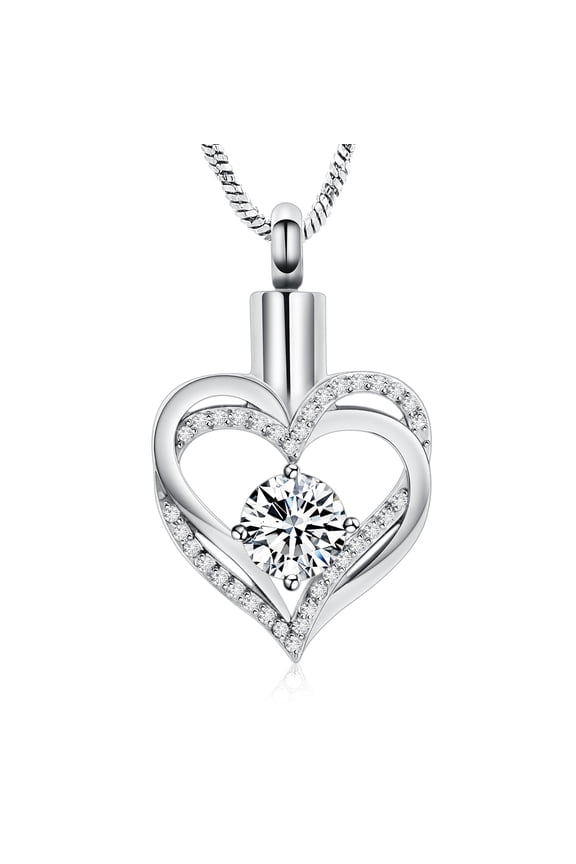 Cremation Jewelry Heart Birthstone Necklaces Gifts for Women Love Heart Pendant Necklace Urn Necklace for Ashes for Women Gilrs Memorial Keepsake Birthstone Pendant
