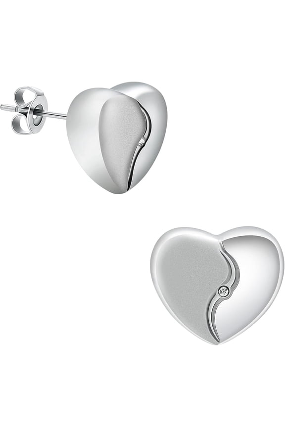 Cremation Jewelry Heart Urn Earring for Ashes for Women Men Stainless Steel Memorial Keepsake Earrings for Ashes Holder