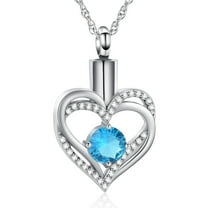 Cremation Jewelry Heart Urn Necklace for Ashes for Women Gilrs Memorial Keepsake Birthstone Pendant