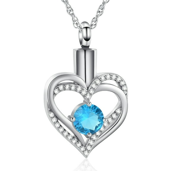 Cremation Jewelry Heart Urn Necklace for Ashes for Women Gilrs Memorial Keepsake Birthstone Pendant