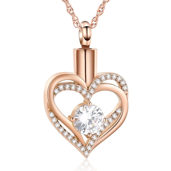 Cremation Jewelry Heart Urn Necklace for Ashes for Women Gilrs Memorial Keepsake Simulated Birthstone Pendant