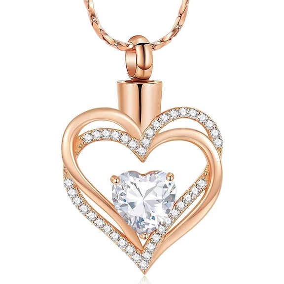 Cremation Jewelry Heart Urn Necklace for Women Birthstone Keepsake Memorial Jewelry Pendant for Ashes Holder for Human