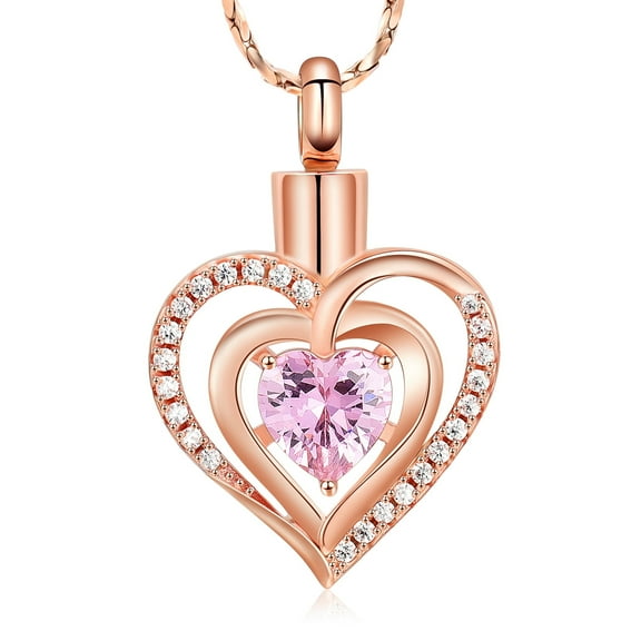Cremation Jewelry Heart Urn Necklace for Women Birthstone Memorial Jewelry Pendant for Ashes for Human Pet