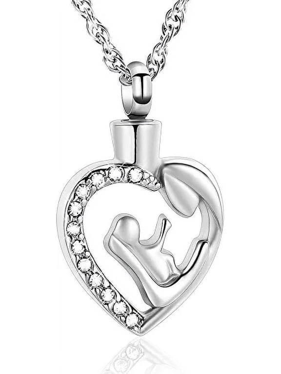 Cremation Jewelry Heart Urn Necklaces for Ashes Memorial Keepsake Necklace for Women Human for Family/Mom/Grand Mom