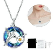 HEARBEINGT Cremation Jewelry Hummingbird Urn Necklaces for Ashes for Women Men Keepsake Memorial Ashes Pendant Necklace