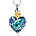 thumbnail image 1 of Cremation Jewelry Love Heart Urn Ashes Necklace for Women Rose Flower Crystals Ash Loved One Memorial Pendant, 1 of 7