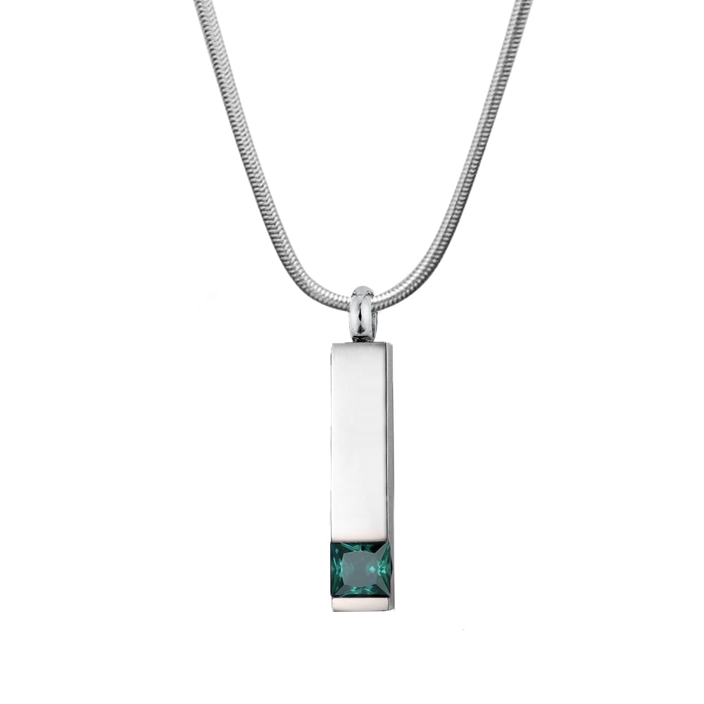 Cremation Jewelry Memorial Birthstone Bar Necklace Handcrafted Waterproof Human Ashes Urn Container with Free Funnel Kit and Velvet Jewelry Box [December]