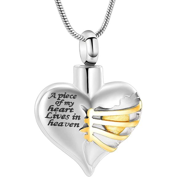 Cremation Jewelry Memories Lockets Urn Pendant for Ashes for Women Men Heart Urn Necklace for Ashes - A Piece of My Heart is in Heaven