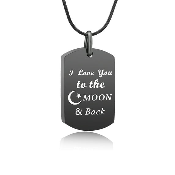 Cremation Jewelry Square Urn Necklaces for Ashes for Women Men Urn Pendant Memorial Keepsake Ash Holder - I Love You to the Moon and Back