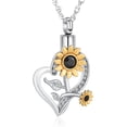 thumbnail image 1 of Cremation Jewelry Sunflower Heart Urn Necklaces for Ashes for Women Human Pet Memorial Pendant, 1 of 5