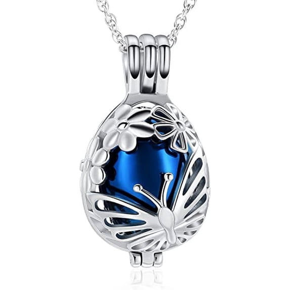 Cremation Jewelry Teardrop Butterfly Urn Necklace for Ashes For Women Men Flower Jar Urn Memorial Human Pet Ashes Hollow Pendant