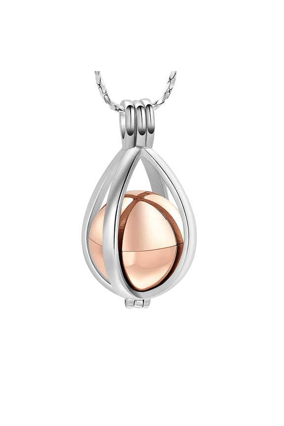 Cremation Jewelry Teardrop Urn Necklace for Ashes with Hollow Chime Ball Memorial Locket Pendant Air Balloon Shape Urn Jar Keepsake Jewelry for Women Men