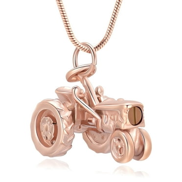 Cremation Jewelry Tractor Urn Necklace for Ashes for Men Stainless Steel Tractor Charm Urn Locket Memorial Keepsake Ashes Jewelry for Human/Pet Ashes