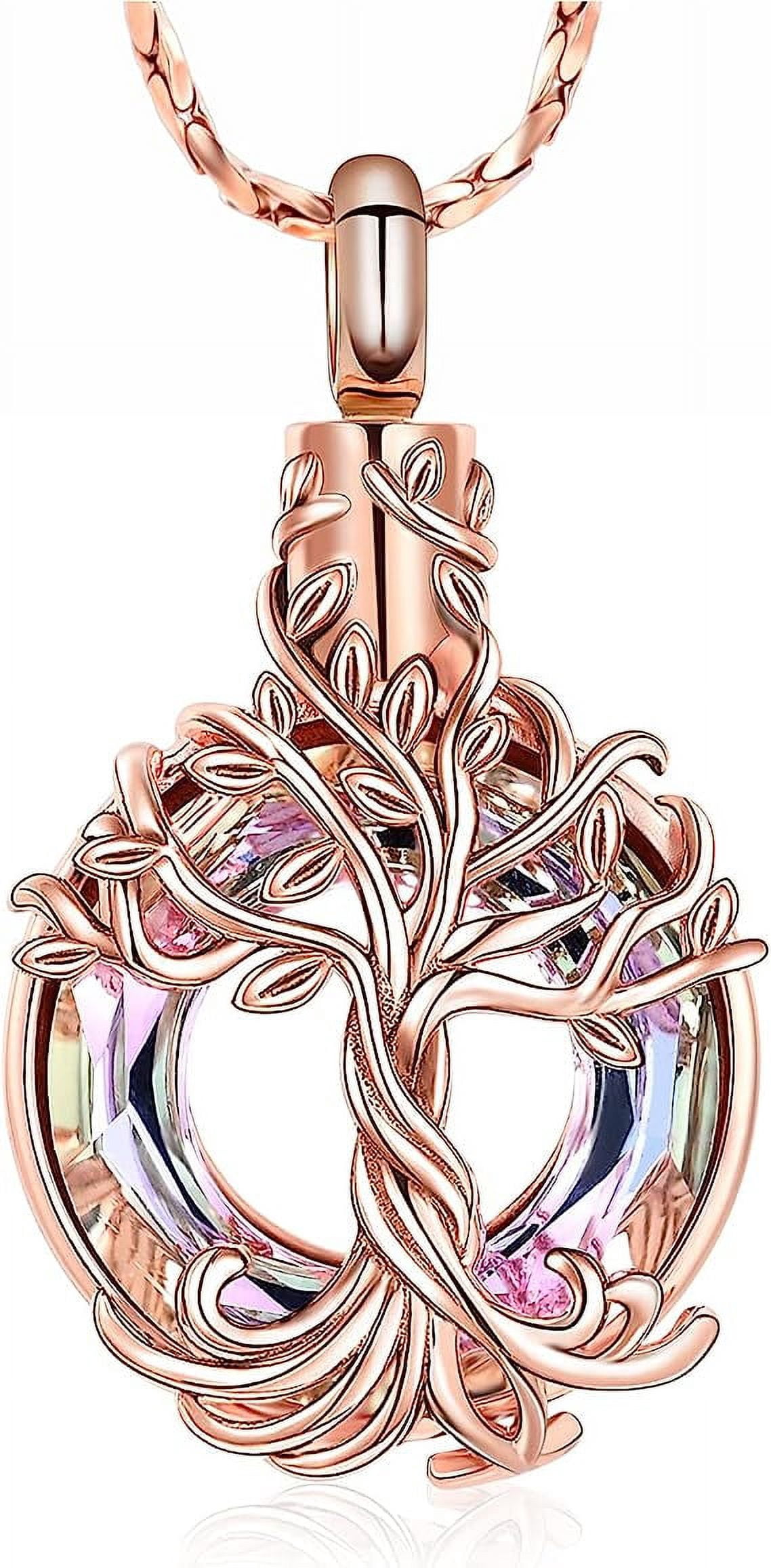 Stainless Steel Tree of Life Cremation Urn Pendant Memory Necklace for ...