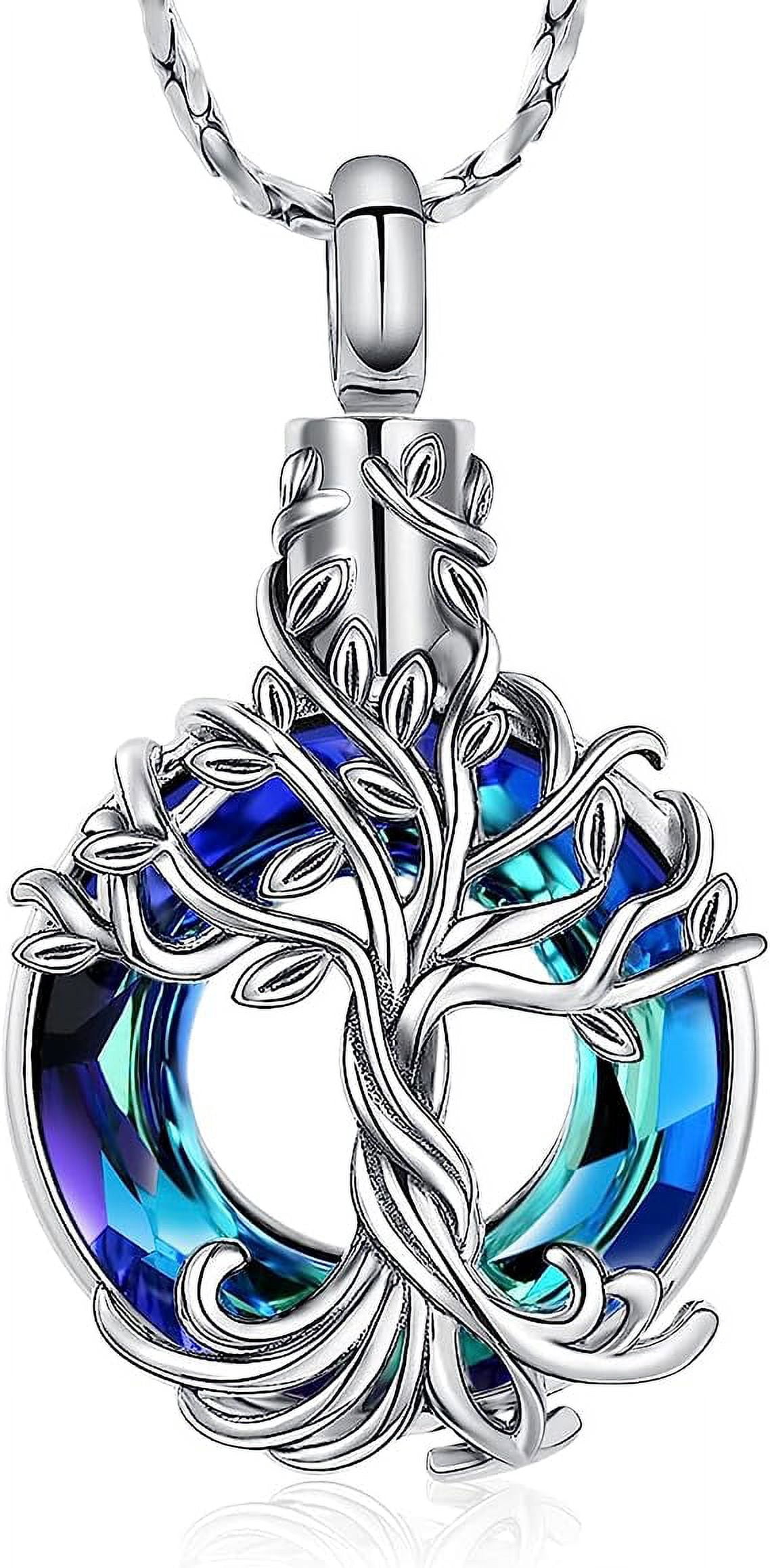 Personalized Tree Of Life Cremation Urn Necklace - Stainless